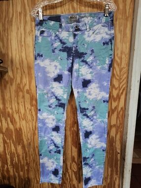 Mudd Tie-Dye Skinny Jeans in Aqua, Lavender & Navy